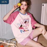 AUN女士可爱纯棉家居服套装