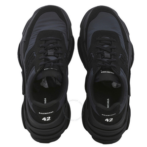 BALENCIAGA 巴黎世家 黑色 Triple S Panelled 尼龍男式運(yùn)動鞋