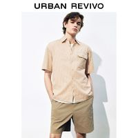 URBAN REVIVO 2024夏季新款男休閑簡約通勤氣質(zhì)撞色條紋開襟襯衫UML240035