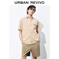 URBANREVIVO2024夏季新款男休闲简约通勤气质撞色条纹开襟衬衫UML240035