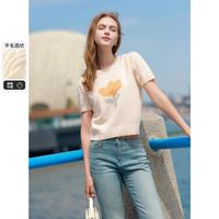 3COLOUR三彩花朵泡泡袖甜美针织衫D393M6007M20A01