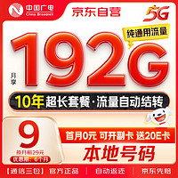 中國廣電 大流量卡9元低月租192G純通用信（移動基站）5G手機(jī)卡電話卡長期上網(wǎng)無憂卡