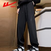 WARRIOR回力男士防泼水黑色宽松束脚工装裤