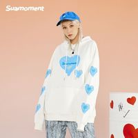 SuaMoment抓痕晕染爱心oversize休闲卫衣