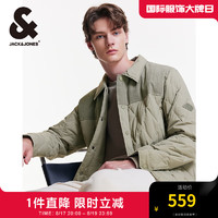 杰克琼斯秋冬灯芯绒拼接轻薄羽绒服E06浅橄榄绿