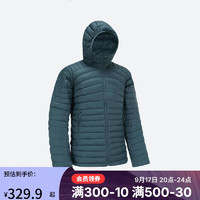DECATHLON迪卡侬800蓬轻薄羽绒服男士保暖连帽深青砖色L4985404