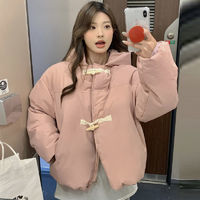 Z11小个子棉服短款2024女冬新款加厚牛角扣韩版面包宽松棉服外套