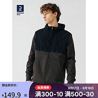 DECATHLON迪卡侬外套男保暖防风加绒连帽跑步健身夹克MSGJ纯黑色S-4302300