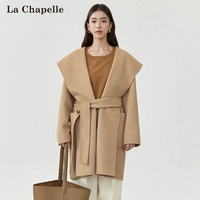 LaChapelle拉夏贝尔2024秋冬双面羊绒大衣高级感毛呢外套
