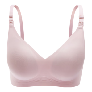 ROVO哺乳內(nèi)衣懷孕期聚攏無痕舒適喂奶透氣孕婦文胸孕哺胸罩 輕霧粉+裸感膚【送配套延長扣】 L