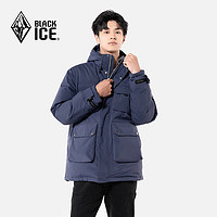 BLACKICE黑冰90鹅绒，充绒量246克，连帽鹅绒工装羽绒服600蓬防风保暖防静电羽绒外套藏蓝M
