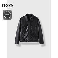 GXG男士翻领皮衣夹克PU外套G24D213077