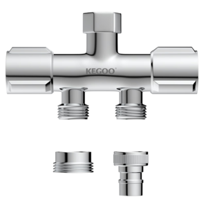 科固（KEGOO）角閥三通分水器一進(jìn)二出雙出水 洗衣機(jī)水龍頭一分二轉(zhuǎn)換接頭K6024