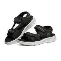 SKECHERS斯凯奇男鞋户外沙滩鞋透气软底魔术贴凉鞋237286BLK黑色42