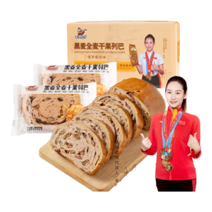 不二搭檔全麥堅果整箱大列巴吐司車輪面包早餐餅俄羅斯風(fēng)味健康零食 黑麥全麥干果列巴約250g約10袋