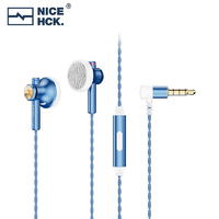 NICEHCK原道小蓝帽EB2SPro平头塞耳机HiFi发烧友非入耳式带麦有线高音质人声立体声二次元游戏电竞耳塞原道小蓝帽3.5mm带麦