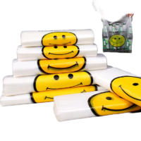 凡趣100只笑脸袋塑料袋大号手提垃圾袋白色方便袋打包袋子加厚透明背心式马甲袋塑胶袋100个（宽24*长40cm）