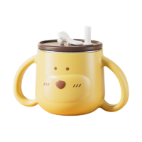 英氏（YEEHOO）儿童吸管杯水壶学生水杯宝宝喝水杯牛奶杯婴儿用品增加辅食手柄杯小狗牛奶杯