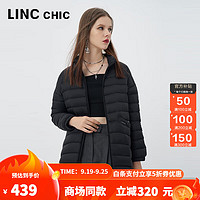 LINCChic金羽杰秋冬季新款立领轻薄羽绒服女中长款修身显瘦轻暖羽绒服Y22802397黑格尔S适合130斤以下