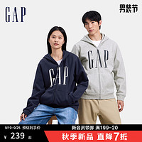 Gap盖璞男女装2024秋季新款印花660128字母logo抓绒连帽卫衣休闲外套