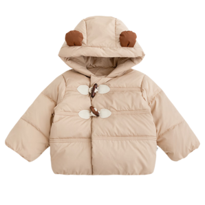 幼歌（YOUGE） 嬰幼兒白鴨絨三防抗菌牛角扣羽絨服寶寶休閑連帽外套潮 卡其 80cm