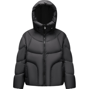 森馬（Semir）輕松羽絨|森馬x超級植物羽絨服女中長款防水冬季oversize連帽外套 黑色90001 160/84A/M