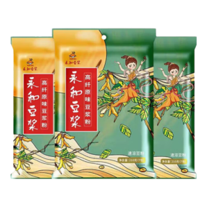 永和豆?jié){高纖原磨豆?jié){粉210g（7小包）早餐麥片搭檔即食速溶 現(xiàn)磨口感豆渣 高纖原味210g*3包