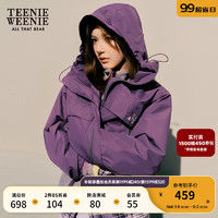 TEENIE WEENIE 小熊襯衫女2024年秋季新復(fù)古回潮磨毛格紋長(zhǎng)袖 紫色 160/S