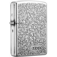 ZIPPO 之寶 唐草系列 ZBT-2-23 打火機 白銀色