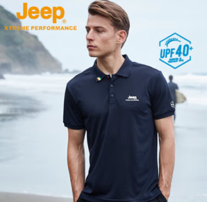 PLUS會(huì)員！Jeep 吉普 男士戶外運(yùn)動(dòng)UPF40+防曬速干Polo衫 兩色