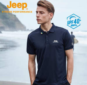 PLUS會員！Jeep 吉普 男士戶外運動UPF40+防曬速干Polo衫 兩色