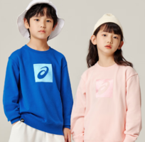 PLUS会员！ASICS亚瑟士儿童圆领印花卫衣1406蓝色