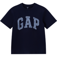 Gap男女装2024夏季新款拼接字母logo短袖T恤百搭上衣466766灰色175/96A(L)亚洲尺码