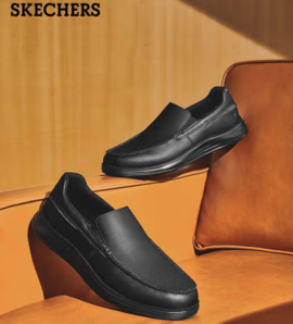 SKECHERS 斯凱奇 時尚紳士商務(wù)簡約休閑皮鞋