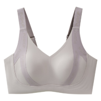 赫莲娜（HR）兔耳朵杯内衣女大胸显小文胸无钢圈收副乳防下垂胸罩秋冬新品星空灰L【建议80B-80C】