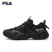 FILA 斐樂 FLUID V復(fù)古運動鞋男2024春貓爪鞋休閑鞋老爹鞋 黑-BK