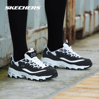 SKECHERS 斯凱奇 舒適熊貓款D'LITES 綁帶時尚休閑女鞋11959 黑色/白色/BKW