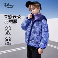 Disney 迪士尼 2024年秋冬新款兒童輕薄羽絨服三防白鴨絨外套 紫底暗紋趣味米奇 130