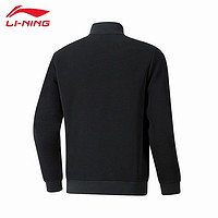 LI-NING 李寧 外套男春秋新款龍年無帽立領(lǐng)開衫拉鏈上衣休閑服寬松舒適運(yùn)動衛(wèi)衣 黑色-拉鏈口袋 L