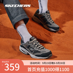 斯凱奇（Skechers）男鞋秋冬老爹鞋透氣復(fù)古潮流百搭厚底緩震休閑運(yùn)動鞋子51241 炭灰色/黑色/CCBK 42