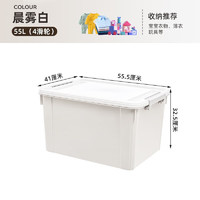 Citylong 禧天龍 大號(hào)帶輪加厚收納箱  晨霧白 55升 三個(gè)裝  帶滑輪