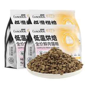 路斯（Luscious）低溫烘焙貓糧鮮肉無谷貓主糧干糧成貓幼貓全期全價雞肉魚貓糧 【DHA添加】烘焙貓糧1kg*4袋