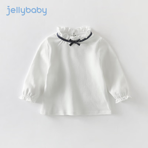 JELLYBABY寶寶打底衫2嬰兒內(nèi)搭上衣春季衣服3兒童女童白色t恤春秋 米白 110CM