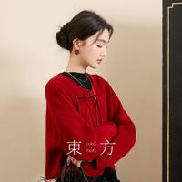 3COLOUR 三彩 雪影芳華 女士中式雙面呢大衣 綿羊毛外套 2024冬季款