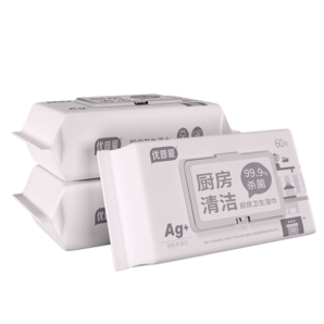 優(yōu)普愛 廚房濕巾  去油去污清潔濕紙巾 一次性廚房祛污抹布紙巾 升級加厚 殺菌款  60片*6包