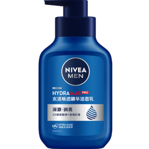 妮維雅（NIVEA）男士洗面奶水活暢透精華潔面液 清潔控油 水活暢透精華潔面乳150ml