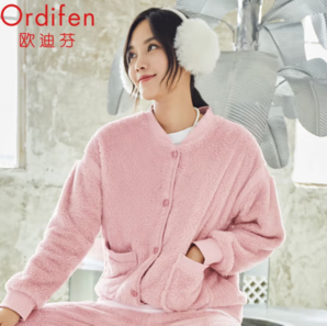 Ordifen 歐迪芬 女士搖粒絨帶圍脖棒球服式可外穿家居服套裝