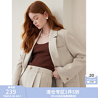 范思藍(lán)恩 秋季高級(jí)感百搭氣質(zhì)西裝套裝 女秋季2024新款外套休閑褲兩件套通勤 砂礫色西裝 M