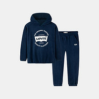 Levi's 李維斯 衛(wèi)衣+衛(wèi)褲2件套李維斯童裝冬兒童簡約加絨套裝時尚舒適