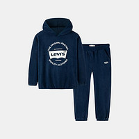 Levi's 李維斯 衛(wèi)衣+衛(wèi)褲2件套李維斯童裝冬兒童簡約加絨套裝時(shí)尚舒適